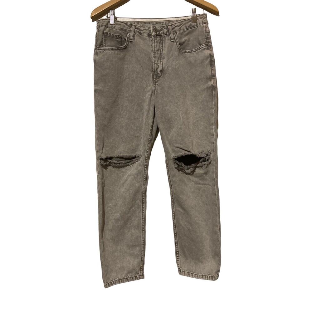 TOPSHOP Distressed Womens Jeans W28 L30 Gray MOTO HAYDEN‎ Denim Button Fly